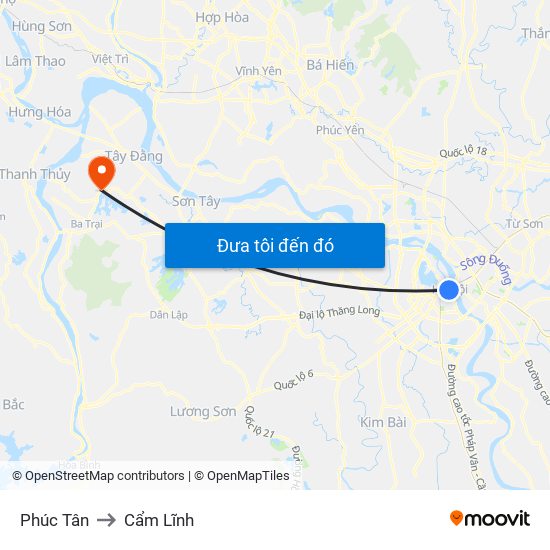 Phúc Tân to Cẩm Lĩnh map