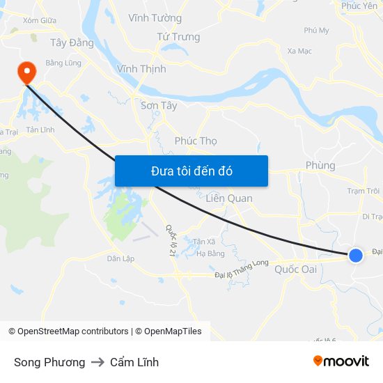 Song Phương to Cẩm Lĩnh map