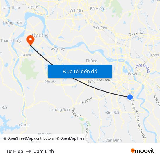 Tứ Hiệp to Cẩm Lĩnh map