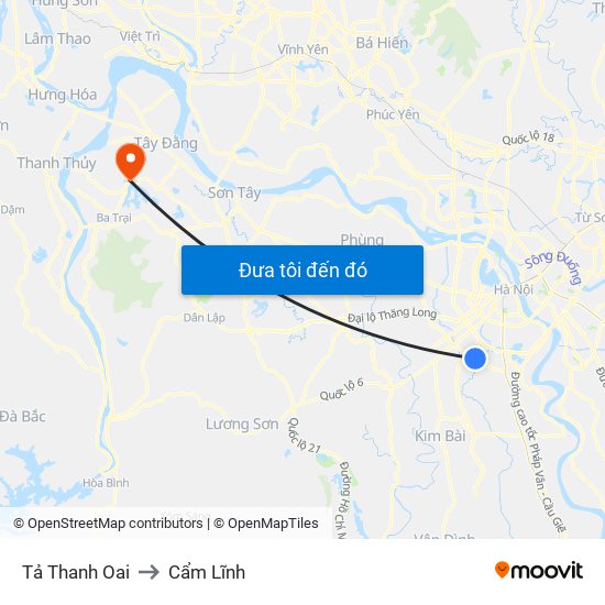 Tả Thanh Oai to Cẩm Lĩnh map