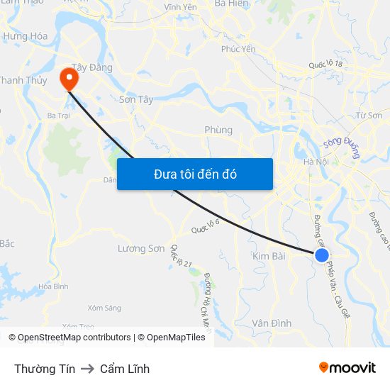 Thường Tín to Cẩm Lĩnh map