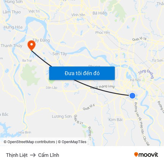 Thịnh Liệt to Cẩm Lĩnh map