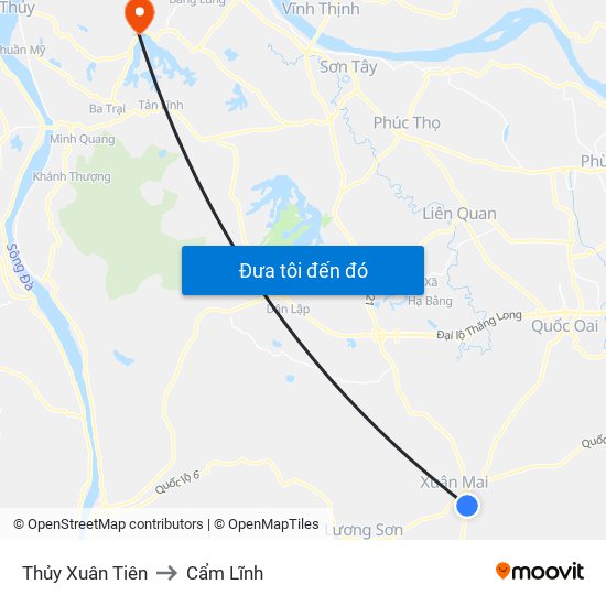 Thủy Xuân Tiên to Cẩm Lĩnh map