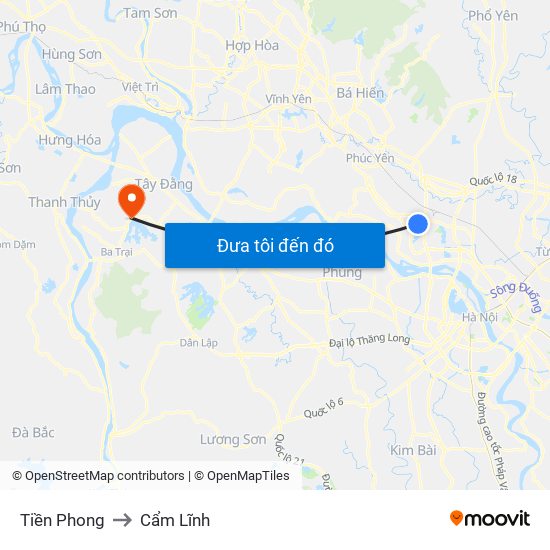 Tiền Phong to Cẩm Lĩnh map
