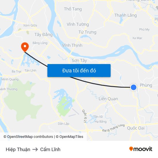 Hiệp Thuận to Cẩm Lĩnh map