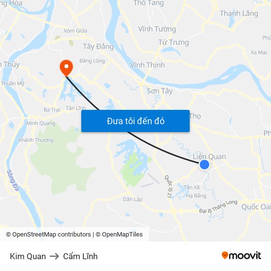 Kim Quan to Cẩm Lĩnh map