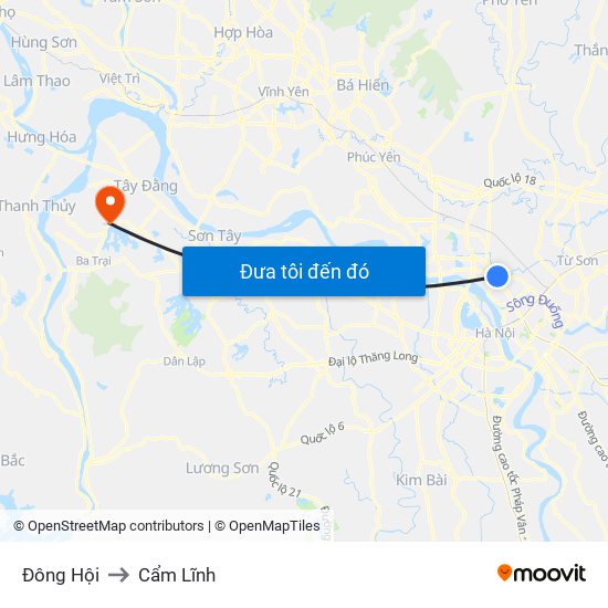 Đông Hội to Cẩm Lĩnh map