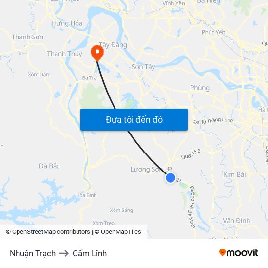 Nhuận Trạch to Cẩm Lĩnh map