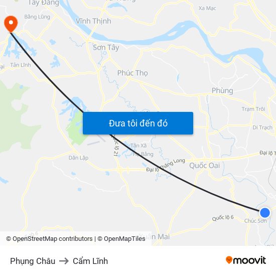 Phụng Châu to Cẩm Lĩnh map