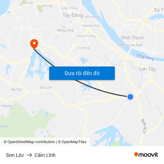 Sơn Lộc to Cẩm Lĩnh map