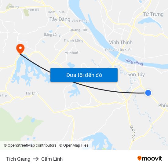 Tích Giang to Cẩm Lĩnh map