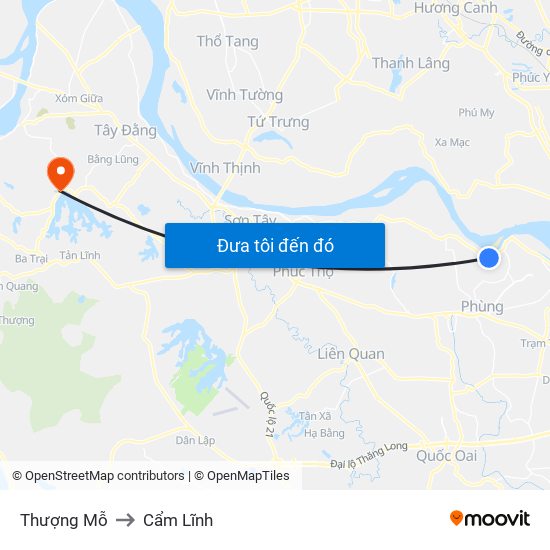 Thượng Mỗ to Cẩm Lĩnh map