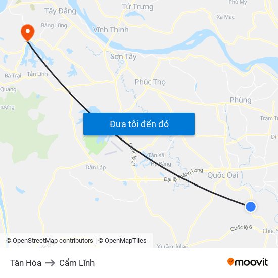 Tân Hòa to Cẩm Lĩnh map