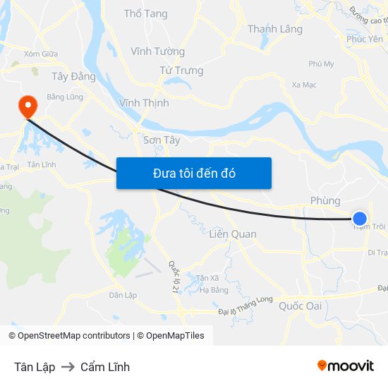Tân Lập to Cẩm Lĩnh map