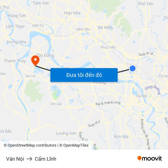 Vân Nội to Cẩm Lĩnh map