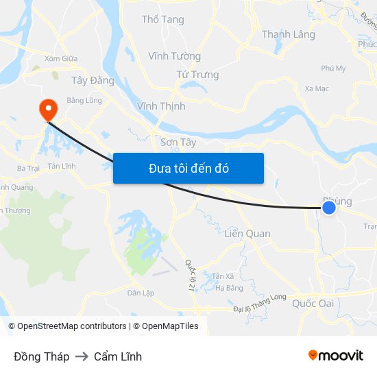 Đồng Tháp to Cẩm Lĩnh map