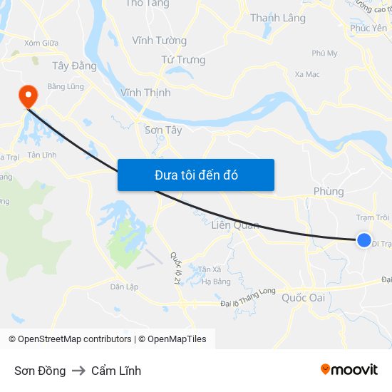 Sơn Đồng to Cẩm Lĩnh map