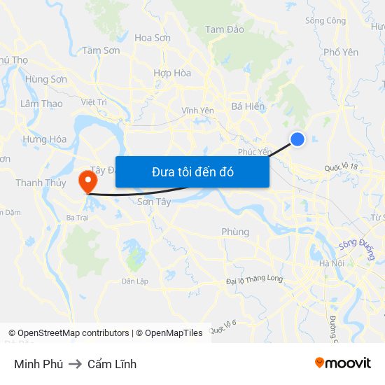 Minh Phú to Cẩm Lĩnh map
