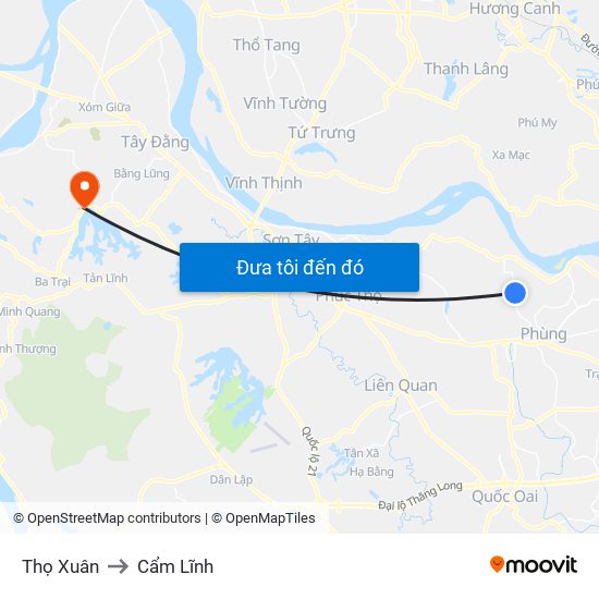 Thọ Xuân to Cẩm Lĩnh map