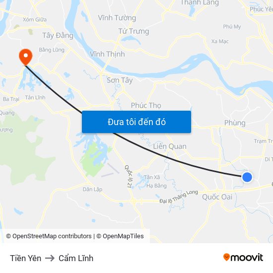Tiền Yên to Cẩm Lĩnh map