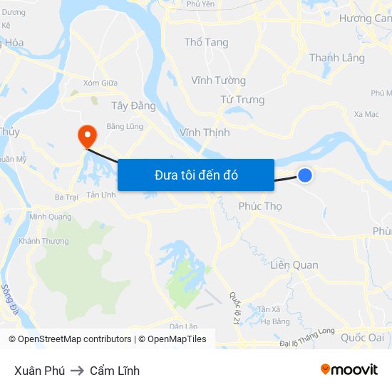 Xuân Phú to Cẩm Lĩnh map