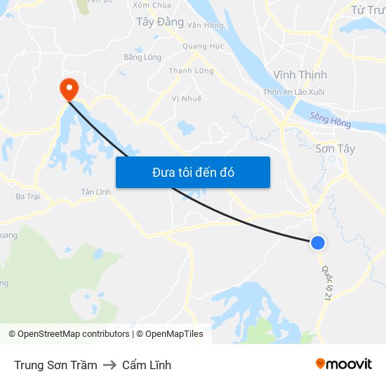 Trung Sơn Trầm to Cẩm Lĩnh map