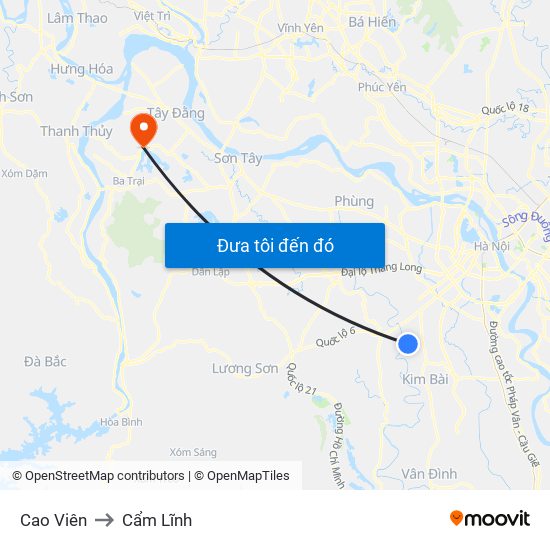 Cao Viên to Cẩm Lĩnh map