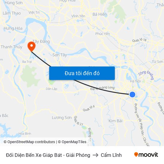 Đối Diện Bến Xe Giáp Bát - Giải Phóng to Cẩm Lĩnh map