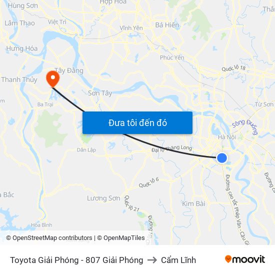 Toyota Giải Phóng - 807 Giải Phóng to Cẩm Lĩnh map