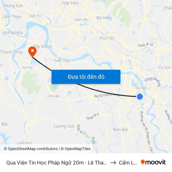 Qua Viện Tin Học Pháp Ngữ 20m - Lê Thanh Nghị to Cẩm Lĩnh map