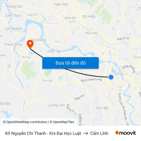 89 Nguyễn Chí Thanh - Ktx Đại Học Luật to Cẩm Lĩnh map