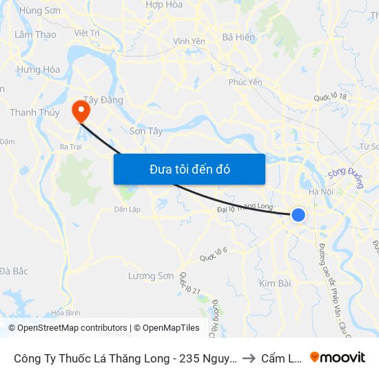Công Ty Thuốc Lá Thăng Long - 235 Nguyễn Trãi to Cẩm Lĩnh map