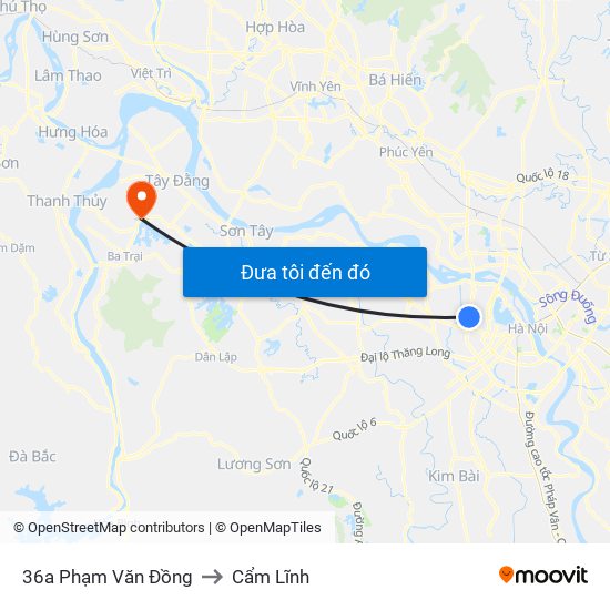 36a Phạm Văn Đồng to Cẩm Lĩnh map