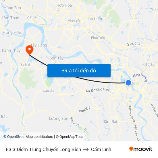 E3.3 Điểm Trung Chuyển Long Biên to Cẩm Lĩnh map