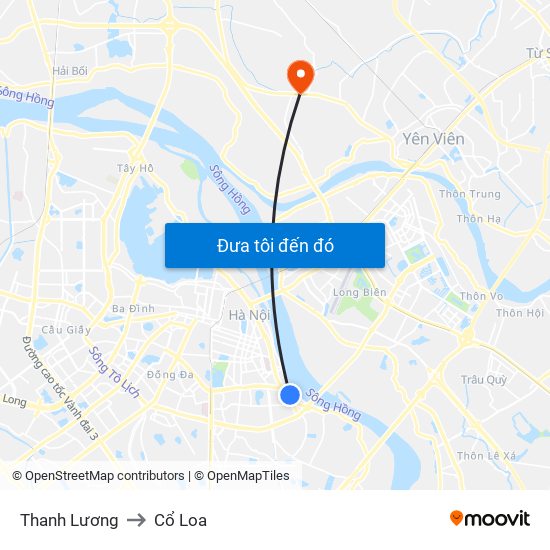 Thanh Lương to Cổ Loa map