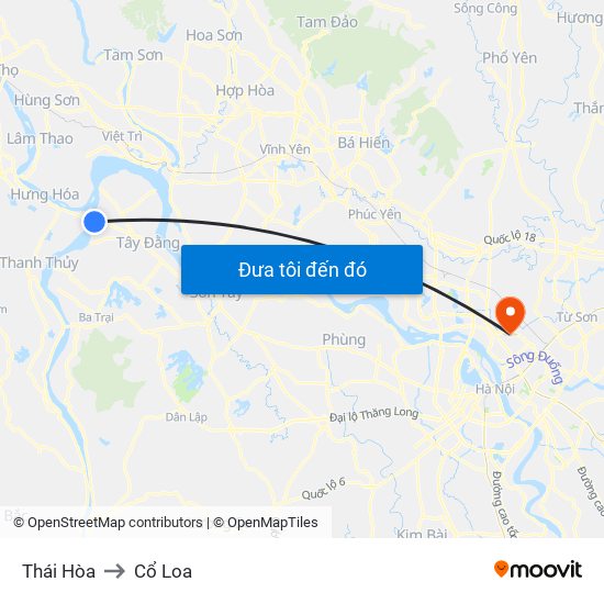 Thái Hòa to Cổ Loa map