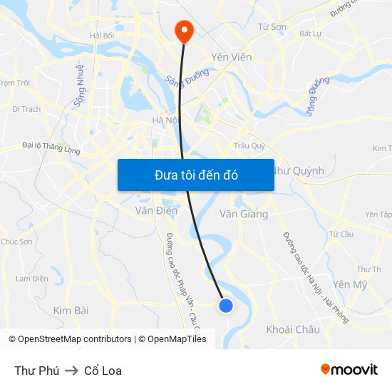 Thư Phú to Cổ Loa map