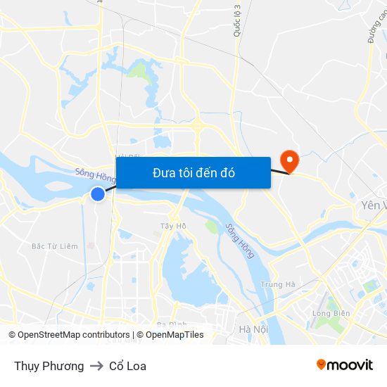 Thụy Phương to Cổ Loa map