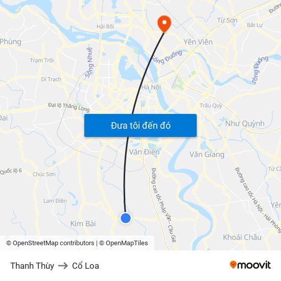 Thanh Thùy to Cổ Loa map