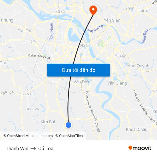 Thanh Văn to Cổ Loa map