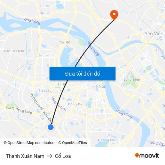 Thanh Xuân Nam to Cổ Loa map