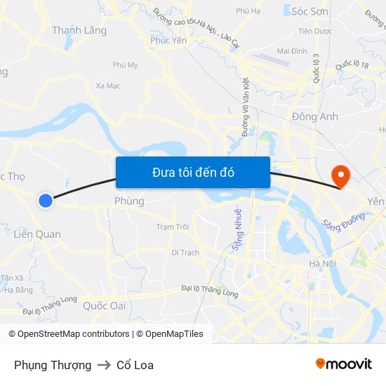 Phụng Thượng to Cổ Loa map