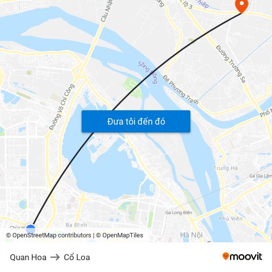 Quan Hoa to Cổ Loa map