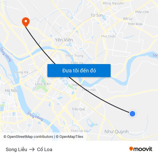 Song Liễu to Cổ Loa map