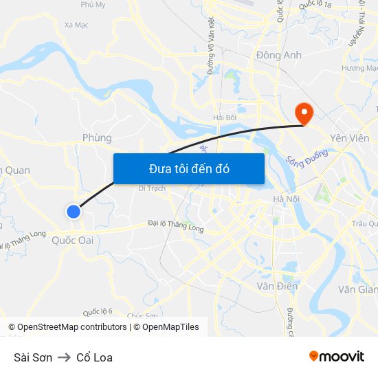 Sài Sơn to Cổ Loa map