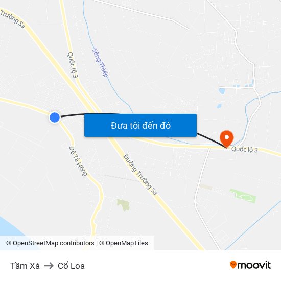 Tầm Xá to Cổ Loa map
