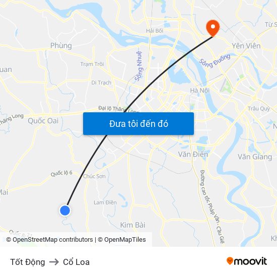 Tốt Động to Cổ Loa map