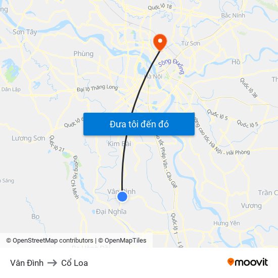 Vân Đình to Cổ Loa map