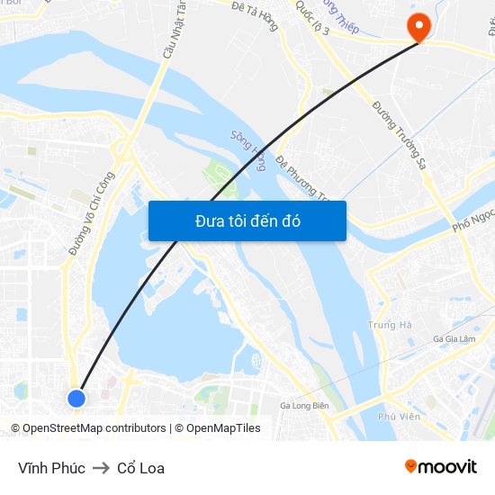 Vĩnh Phúc to Cổ Loa map