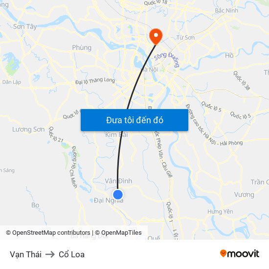 Vạn Thái to Cổ Loa map